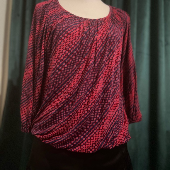 Michael Kors Red and Navy Patterned Blouse - Picture 1 of 6
